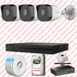 Hilook İp Kamera Seti 1080p Fullhd 3 Güvenlik Kamerası